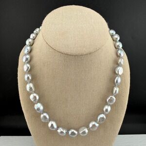 Honora Necklace Gray Beaded Luster Pearl Baroque 18in